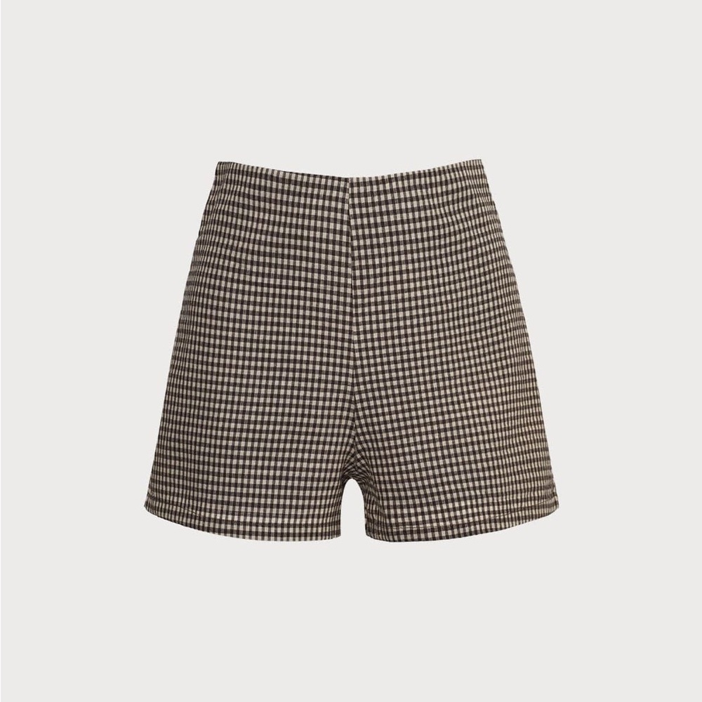 Rihoas Brown High Waisted Plaid Shorts - Picture 5 of 10